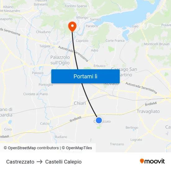 Castrezzato to Castelli Calepio map