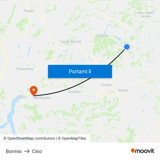 Bormio to Cino map