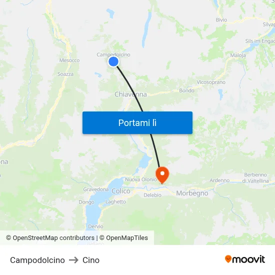 Campodolcino to Cino map