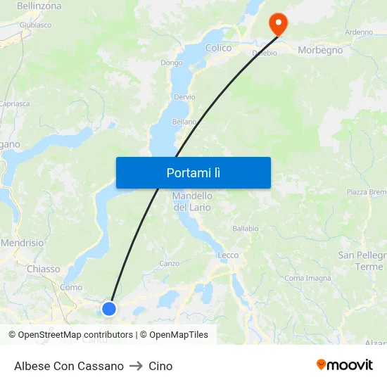 Albese Con Cassano to Cino map