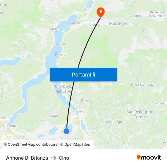 Annone Di Brianza to Cino map