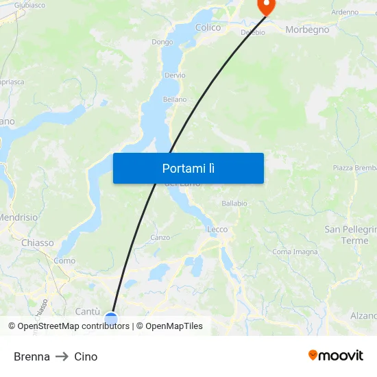 Brenna to Cino map