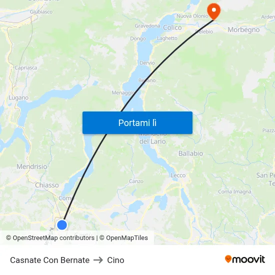 Casnate Con Bernate to Cino map