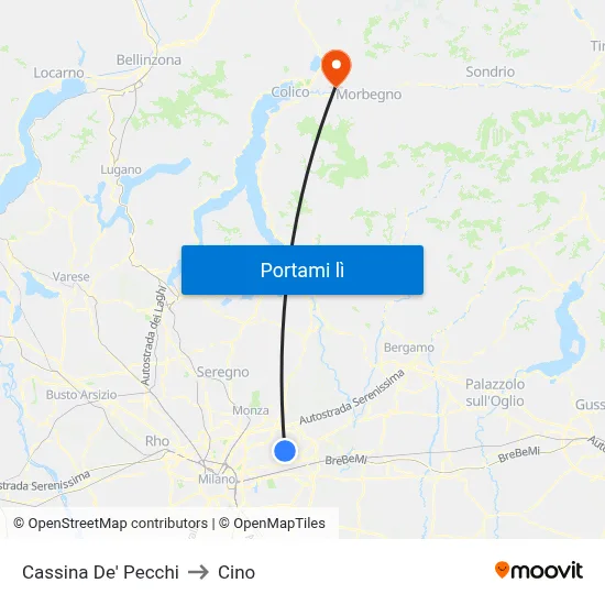 Cassina De' Pecchi to Cino map