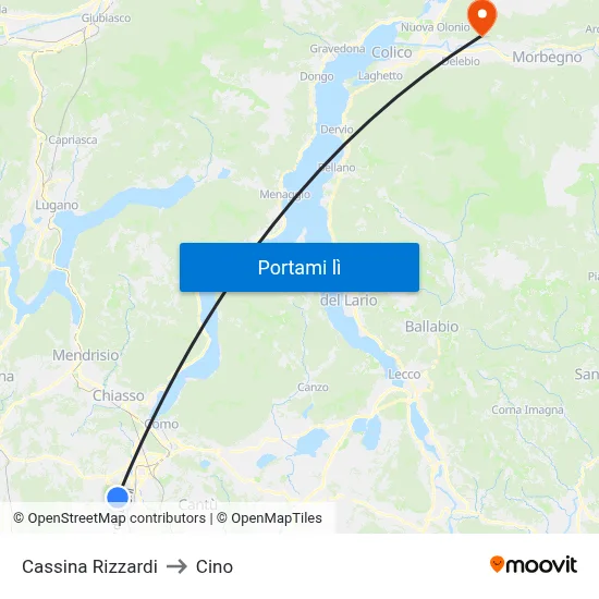 Cassina Rizzardi to Cino map