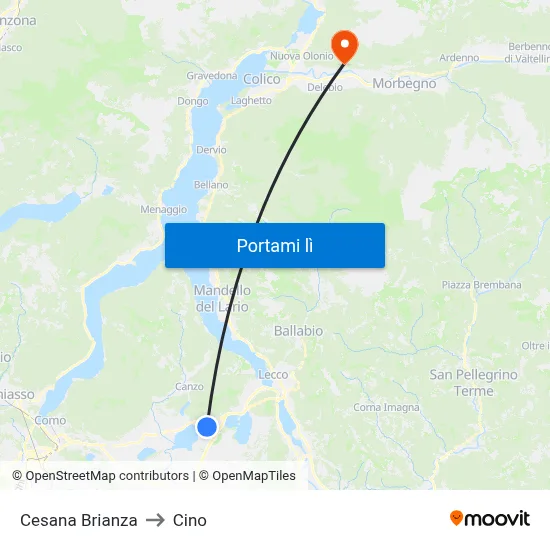 Cesana Brianza to Cino map