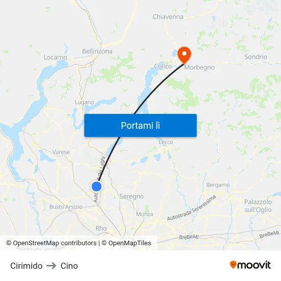 Cirimido to Cino map