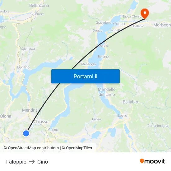 Faloppio to Cino map