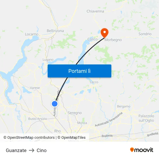 Guanzate to Cino map