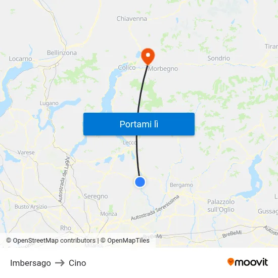 Imbersago to Cino map