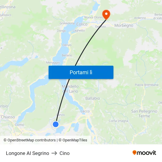 Longone Al Segrino to Cino map
