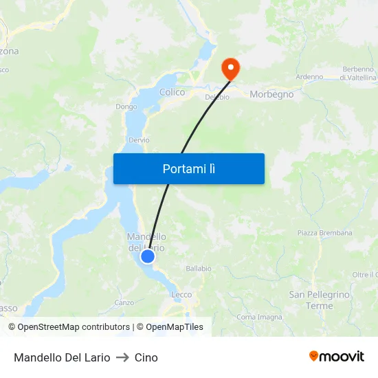Mandello Del Lario to Cino map