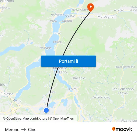 Merone to Cino map