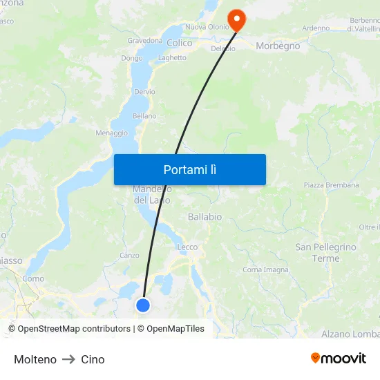 Molteno to Cino map