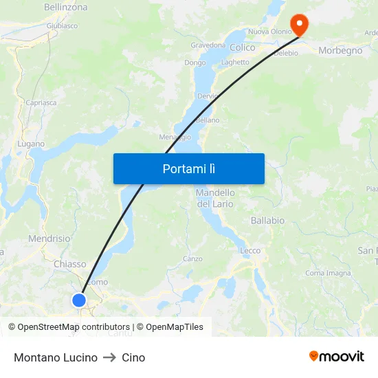 Montano Lucino to Cino map