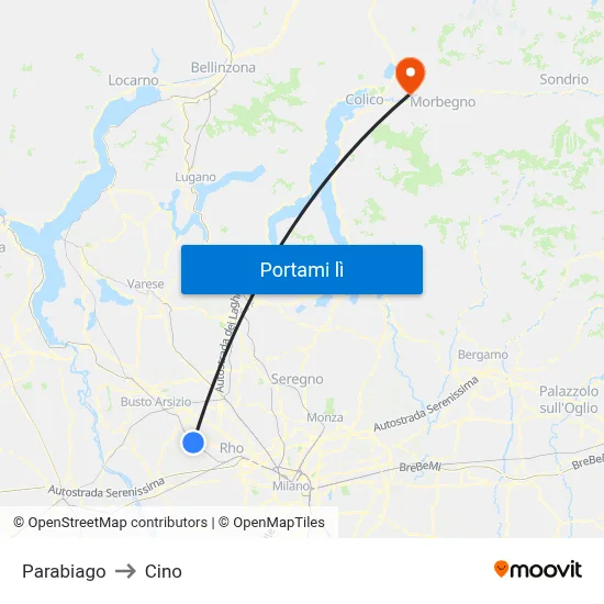 Parabiago to Cino map