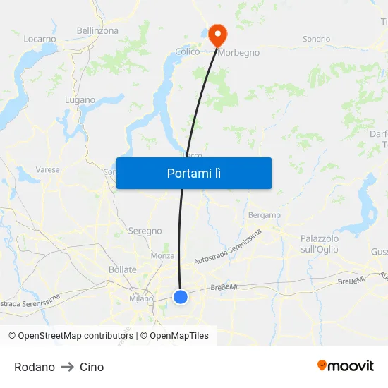 Rodano to Cino map