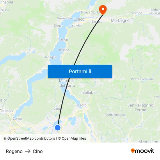 Rogeno to Cino map