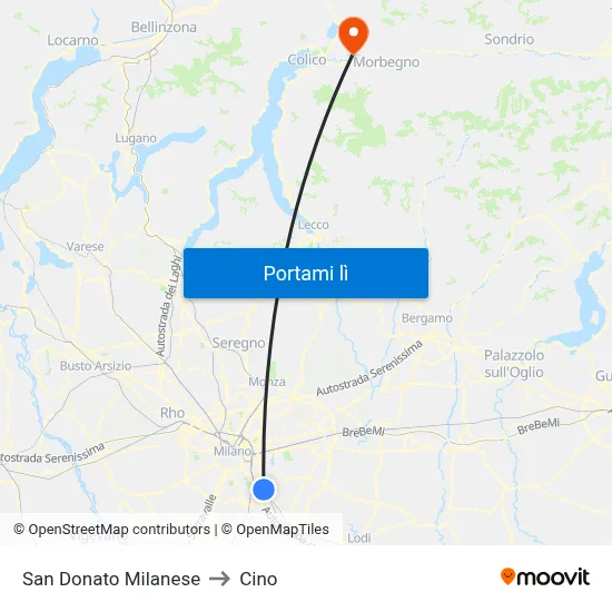 San Donato Milanese to Cino map