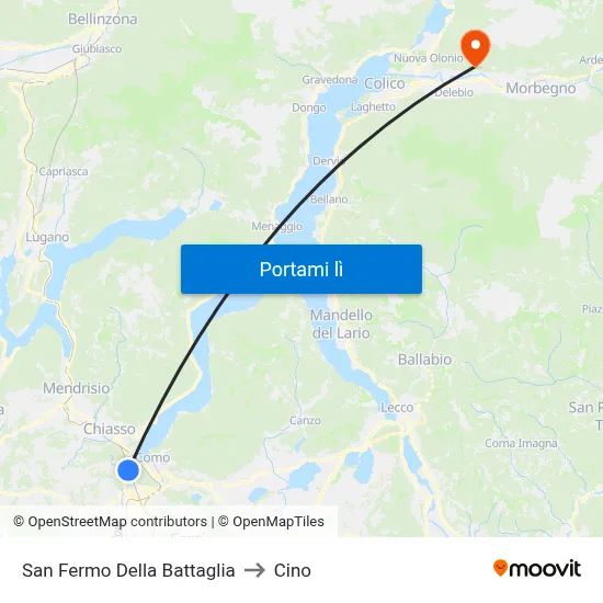San Fermo Della Battaglia to Cino map