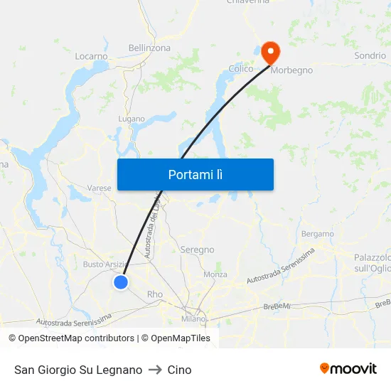 San Giorgio Su Legnano to Cino map