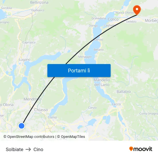 Solbiate to Cino map