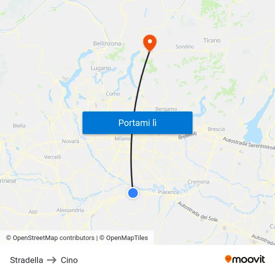 Stradella to Cino map