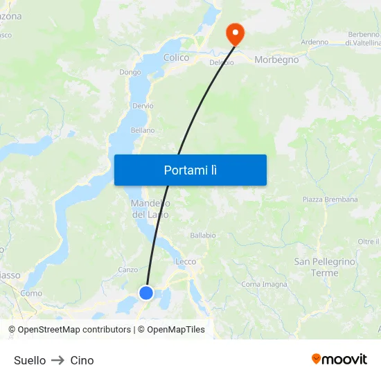 Suello to Cino map