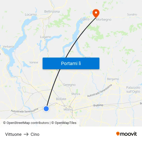 Vittuone to Cino map