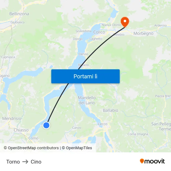 Torno to Cino map