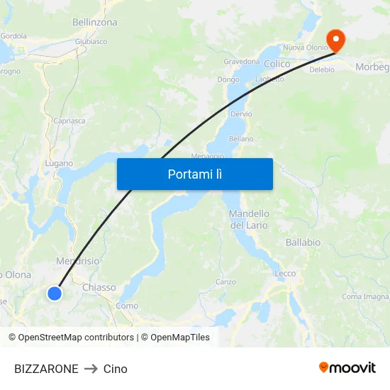 BIZZARONE to Cino map