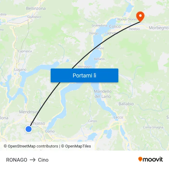 RONAGO to Cino map