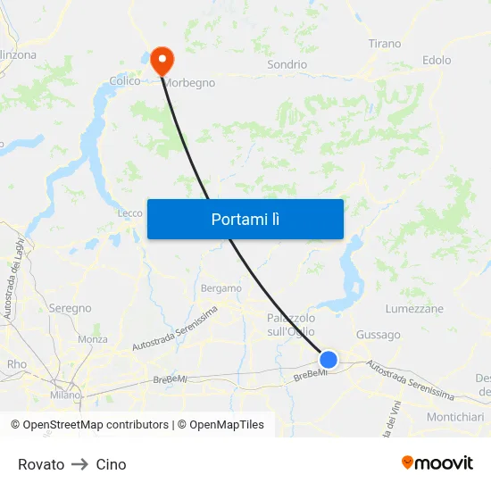 Rovato to Cino map