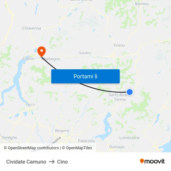 Cividate Camuno to Cino map
