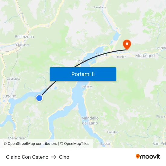 Claino Con Osteno to Cino map