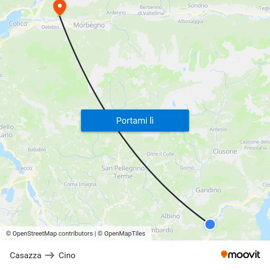 Casazza to Cino map