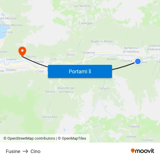 Fusine to Cino map