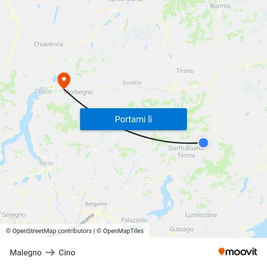 Malegno to Cino map