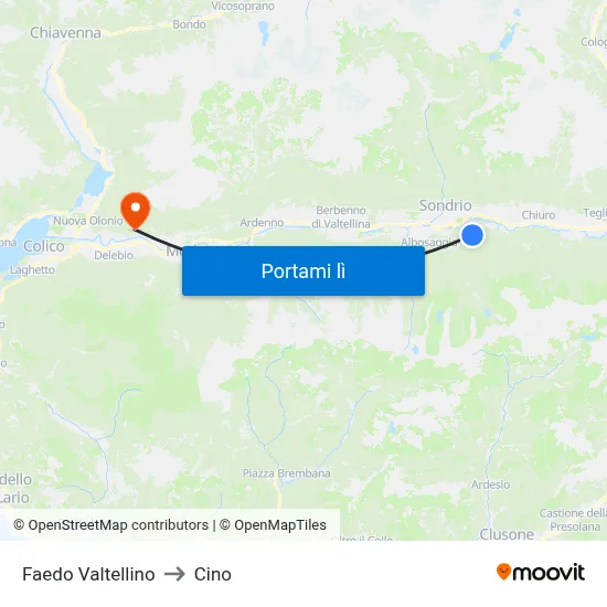 Faedo Valtellino to Cino map