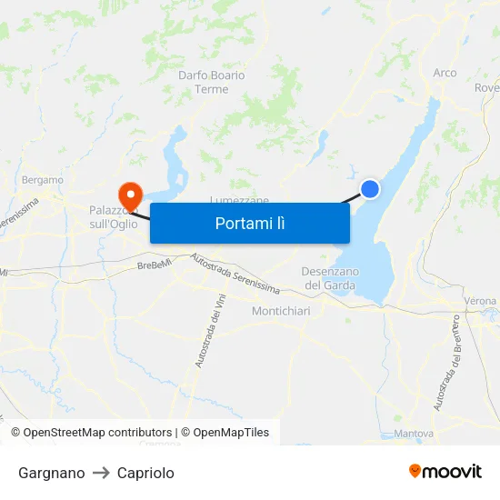 Gargnano to Capriolo map