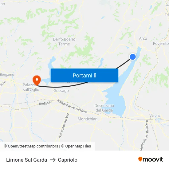Limone Sul Garda to Capriolo map