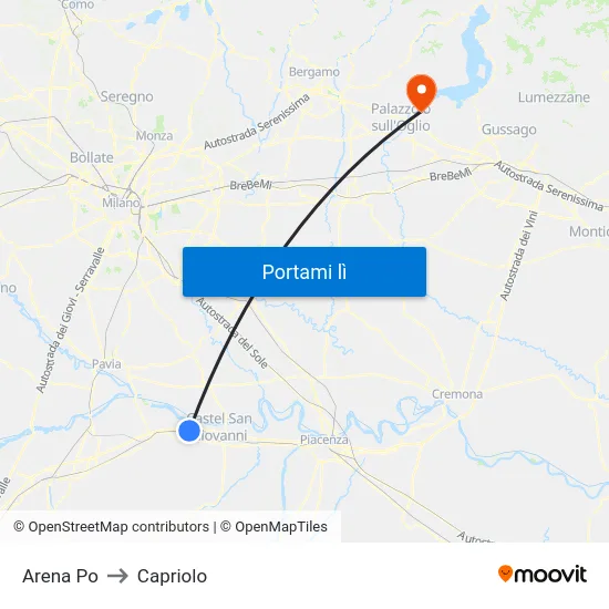 Arena Po to Capriolo map