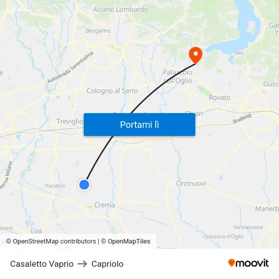 Casaletto Vaprio to Capriolo map
