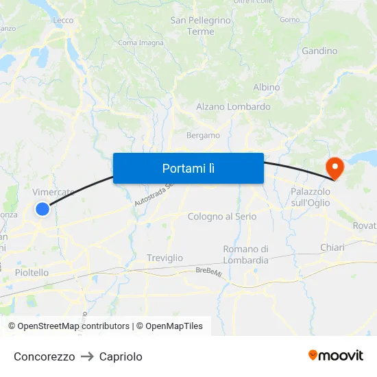 Concorezzo to Capriolo map