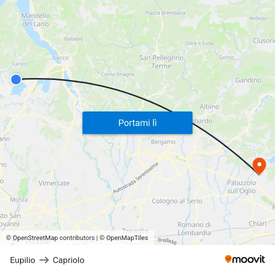 Eupilio to Capriolo map