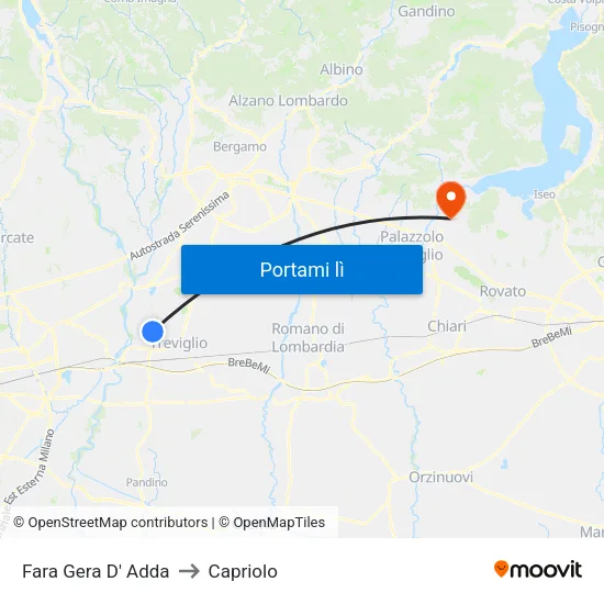 Fara Gera D' Adda to Capriolo map