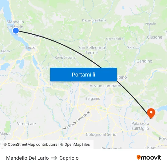 Mandello Del Lario to Capriolo map
