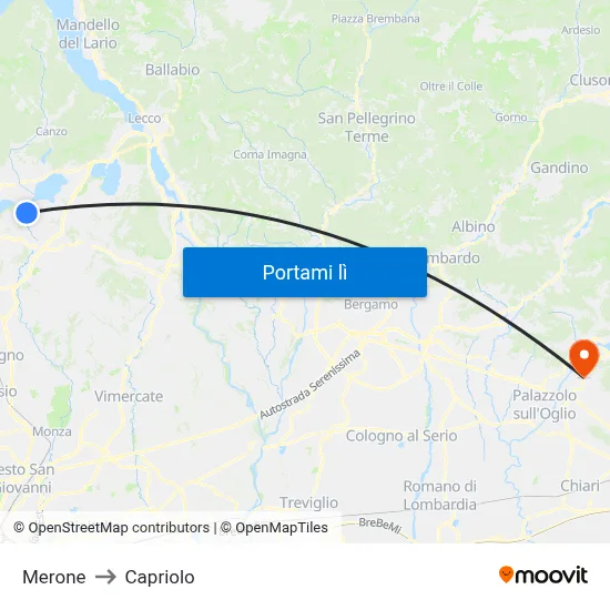 Merone to Capriolo map