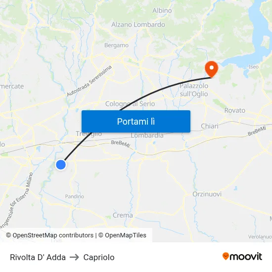 Rivolta D' Adda to Capriolo map