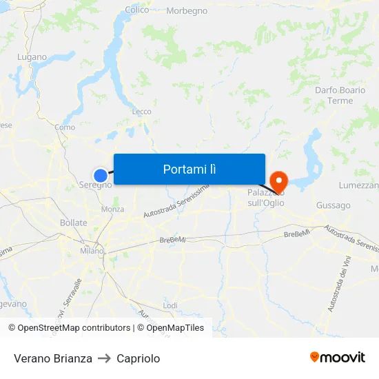 Verano Brianza to Capriolo map